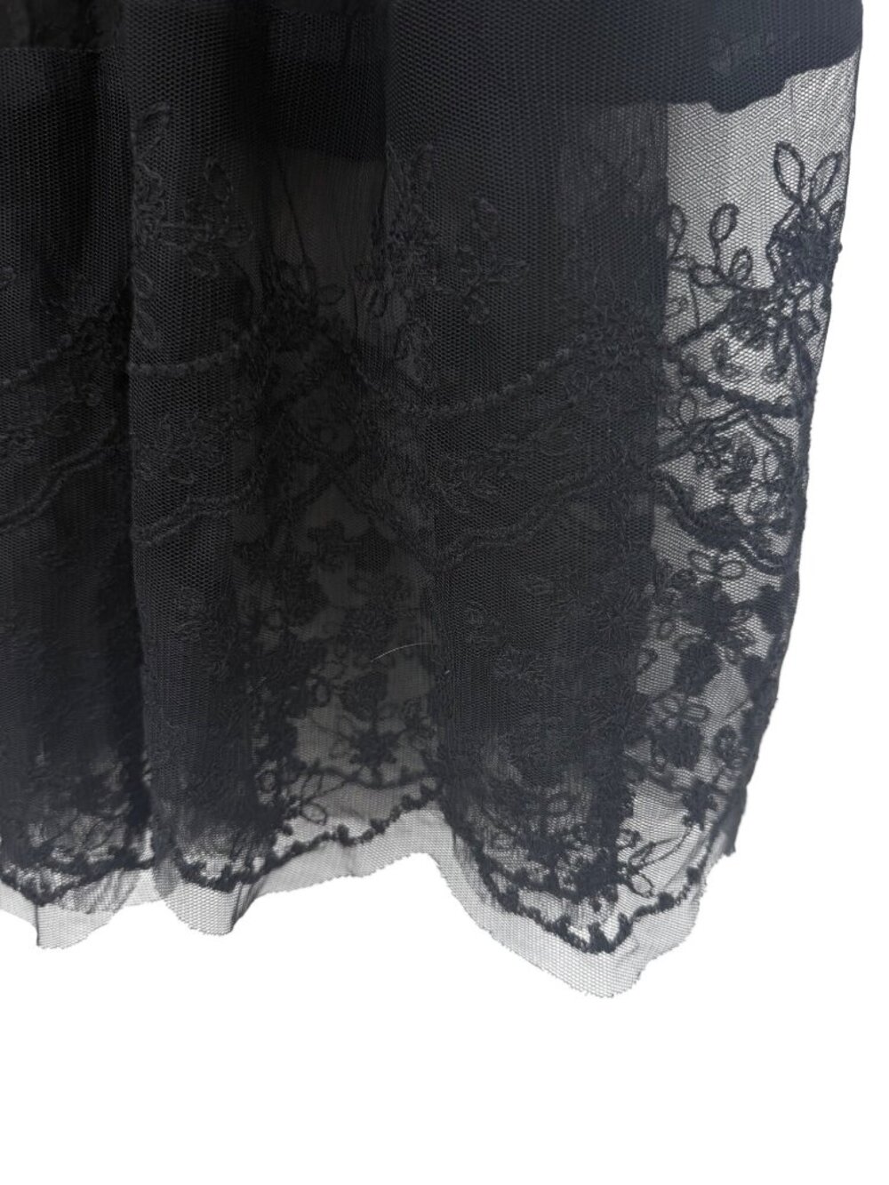 SUSAN GRAVER BLACK TIERED BOHO CROCHET MAXI SKIRT W/ LACE BOTTOM - L - Picture 3 of 5